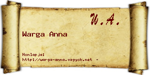 Warga Anna névjegykártya